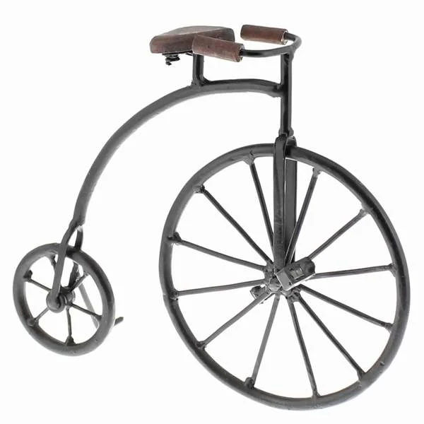 Benzara BM209753 Miniature High Wheeler Metal Bicycle Sculpture, Black and Brown