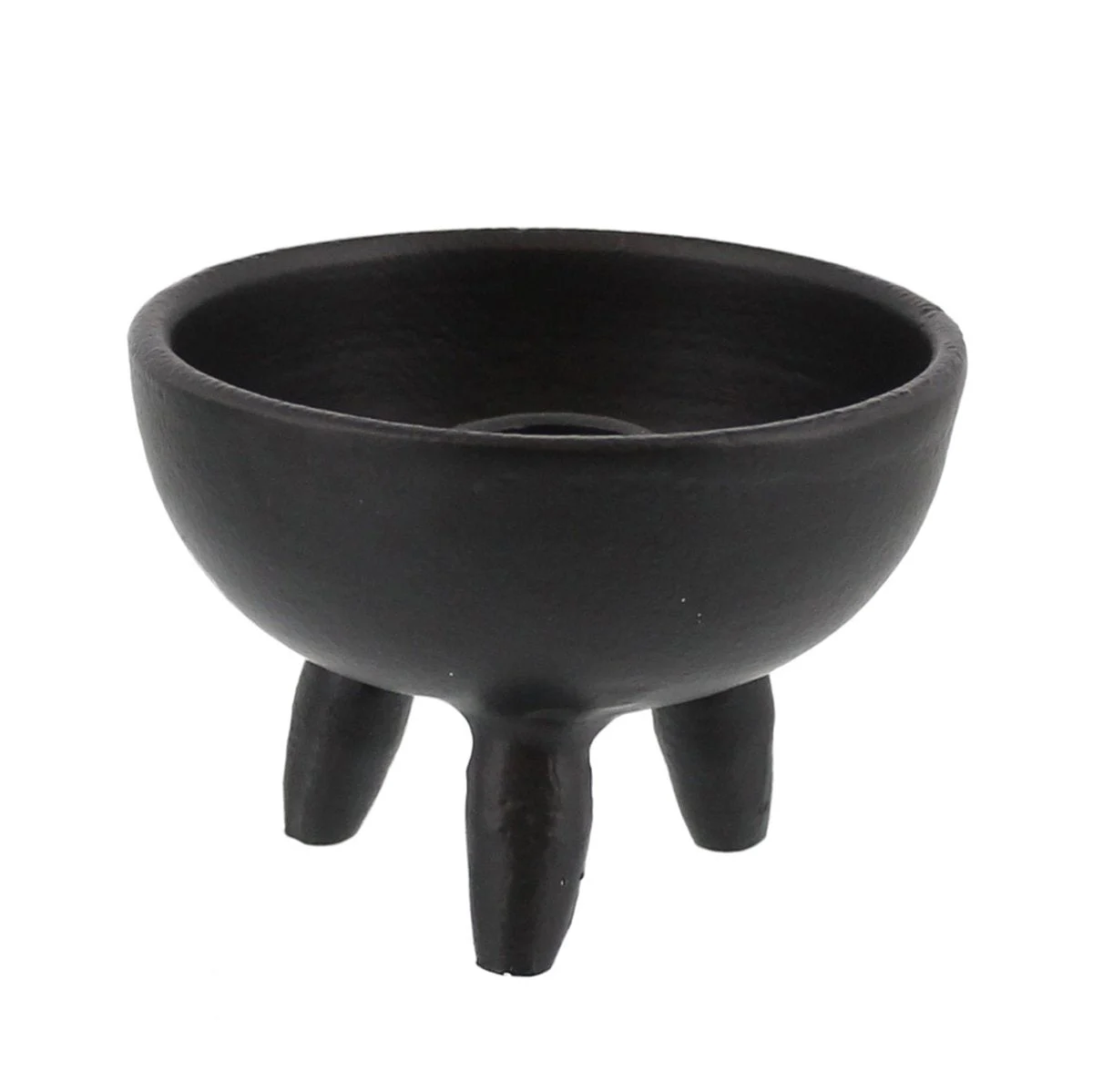 Benzara BM209882 Round Metal Incense Holder with Angular Leg Support, Matte Black