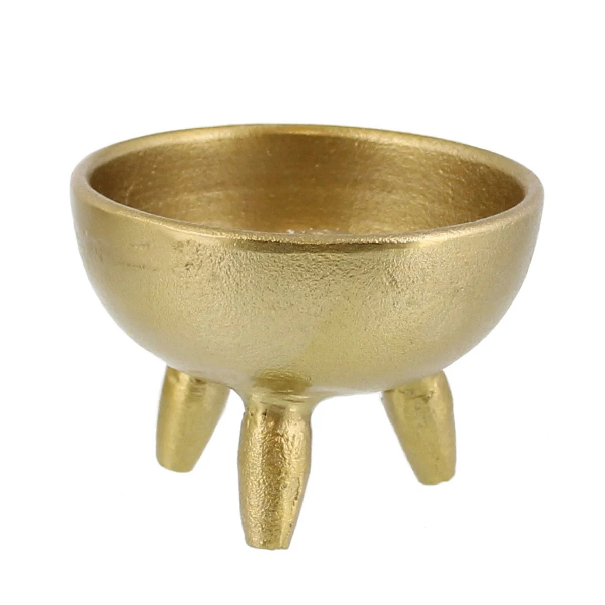 Benzara BM209883 Round Metal Incense Holder with Angular Leg Support, Gold