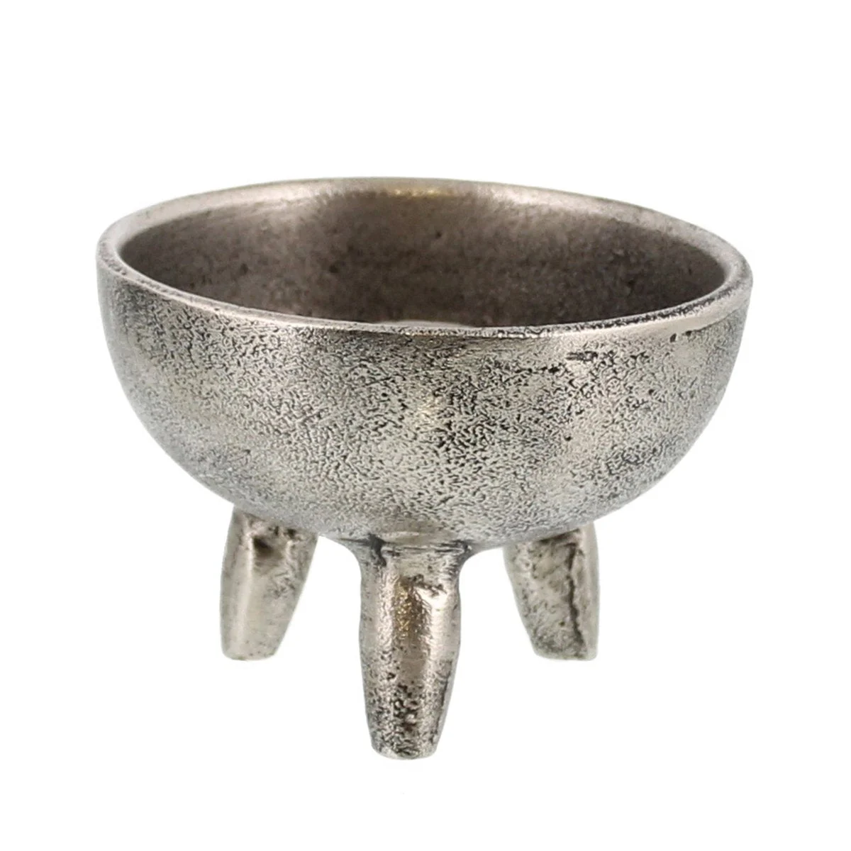 Benzara BM209884 Round Metal Incense Holder with Angular Leg Support, Silver