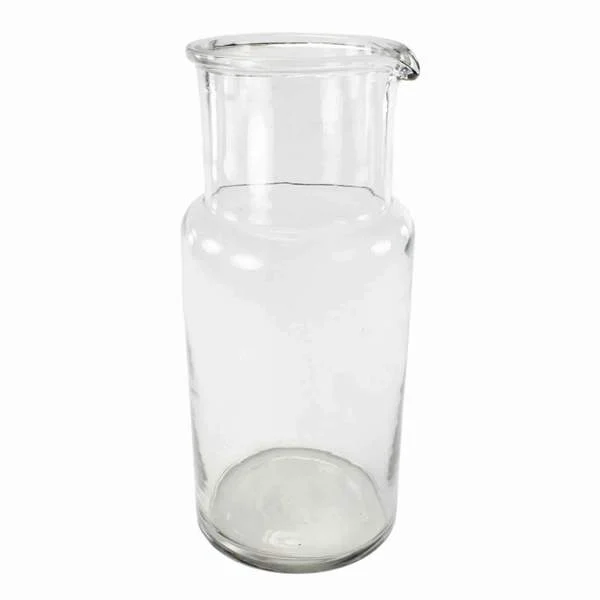 Benzara BM209894 Pitcher Shape Hand Blown Glass Frame Carafe, Large, Clear