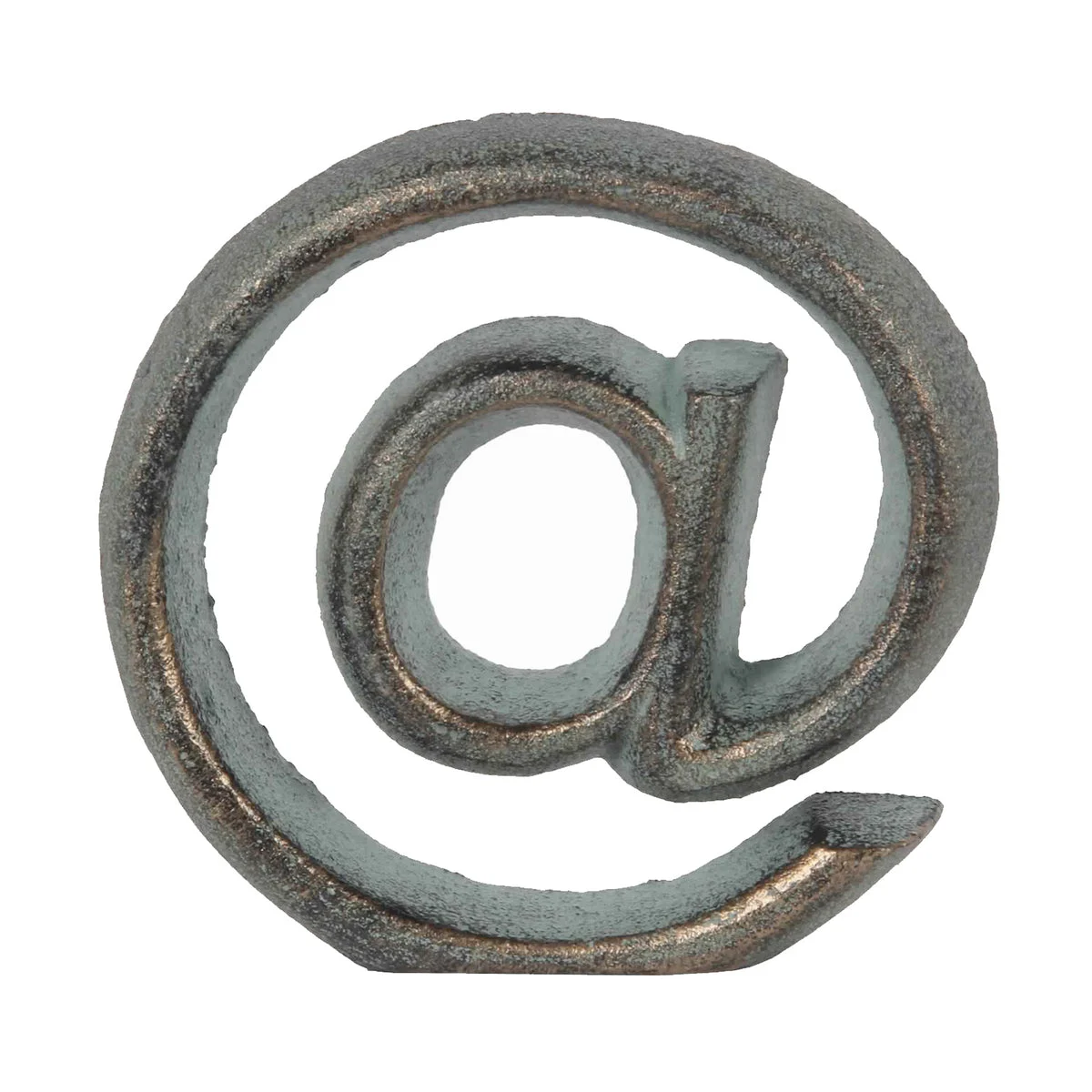 Benzara Metal At The Rate Symbol Home Decor, Bronze and Blue