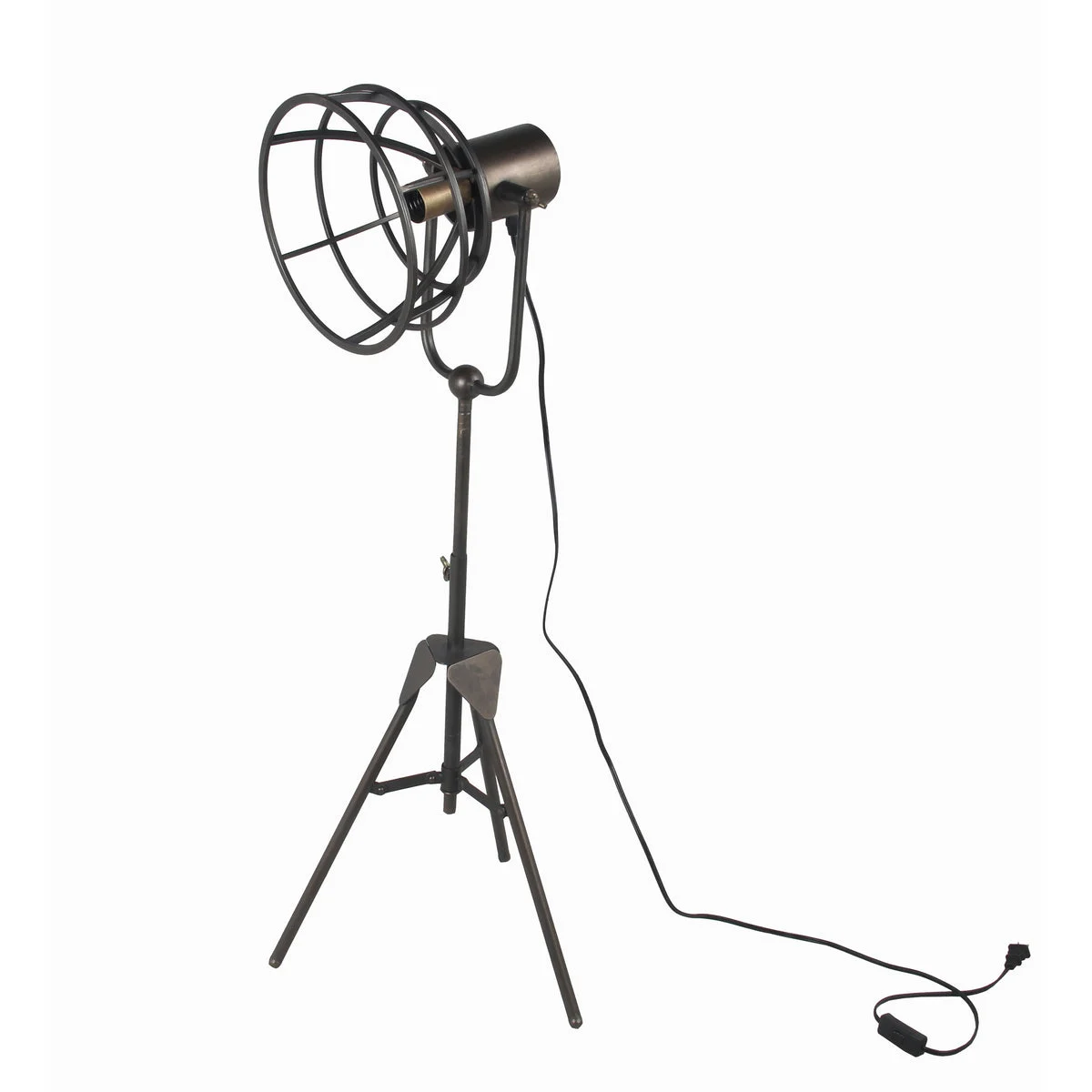 Benzara Metal Table Lamp with Cage Type Shade and Tripod Base, Medium ,Black