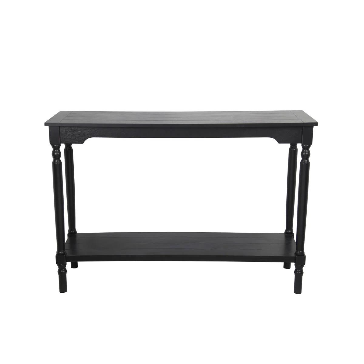 Benzara Wooden Console Table with Open Bottom Shelf and Tubular Legs, Large, Black