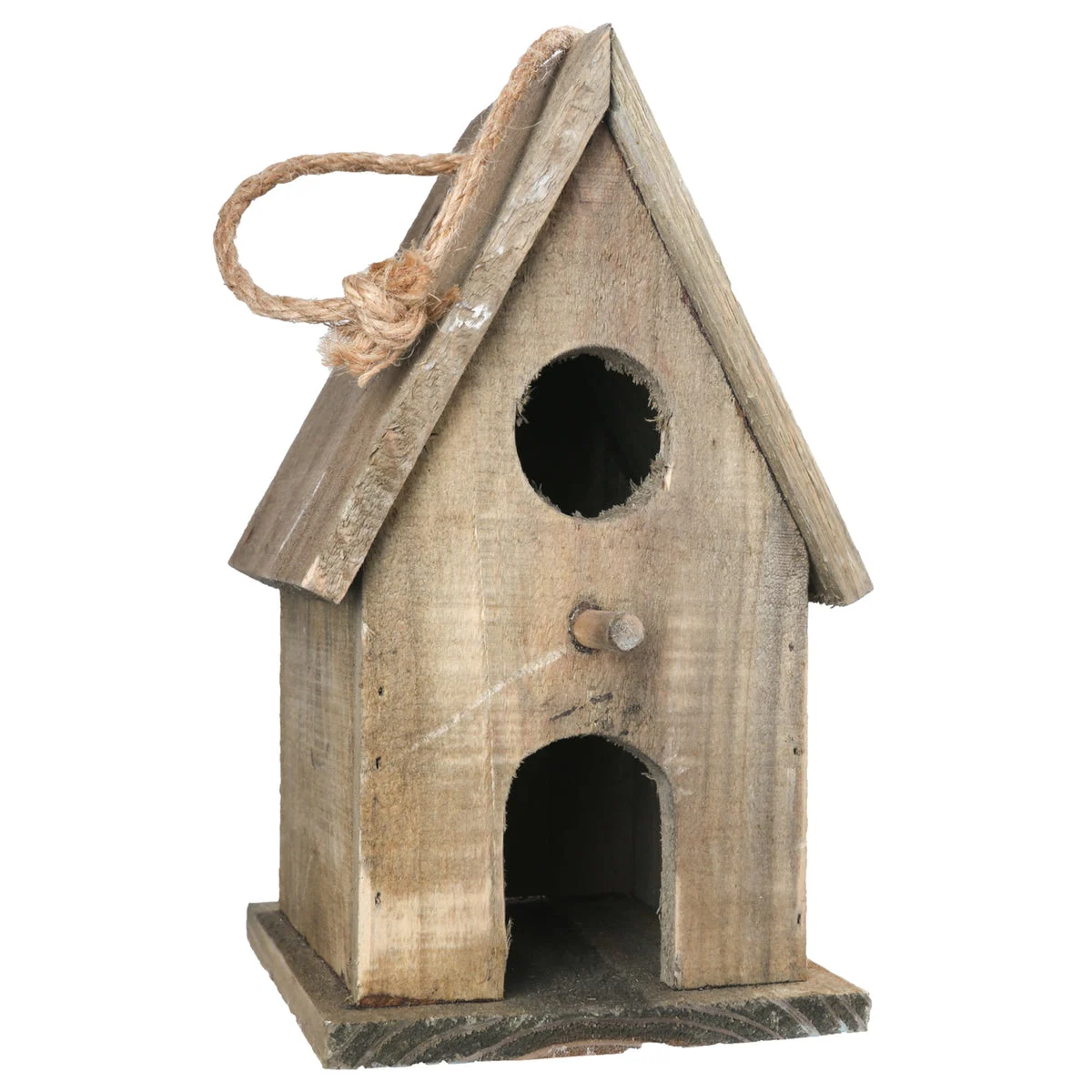 Benzara Wooden Bird House with Double Front Entrance and Back Door Entry, Brown