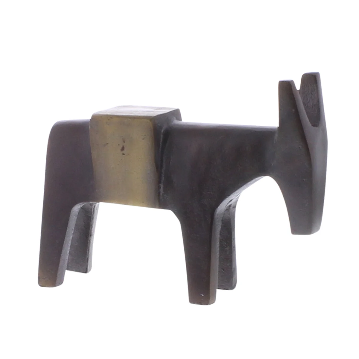 Benzara Contemporary Metal Burro Figurine with Hammer Like Head, Black and Bronze