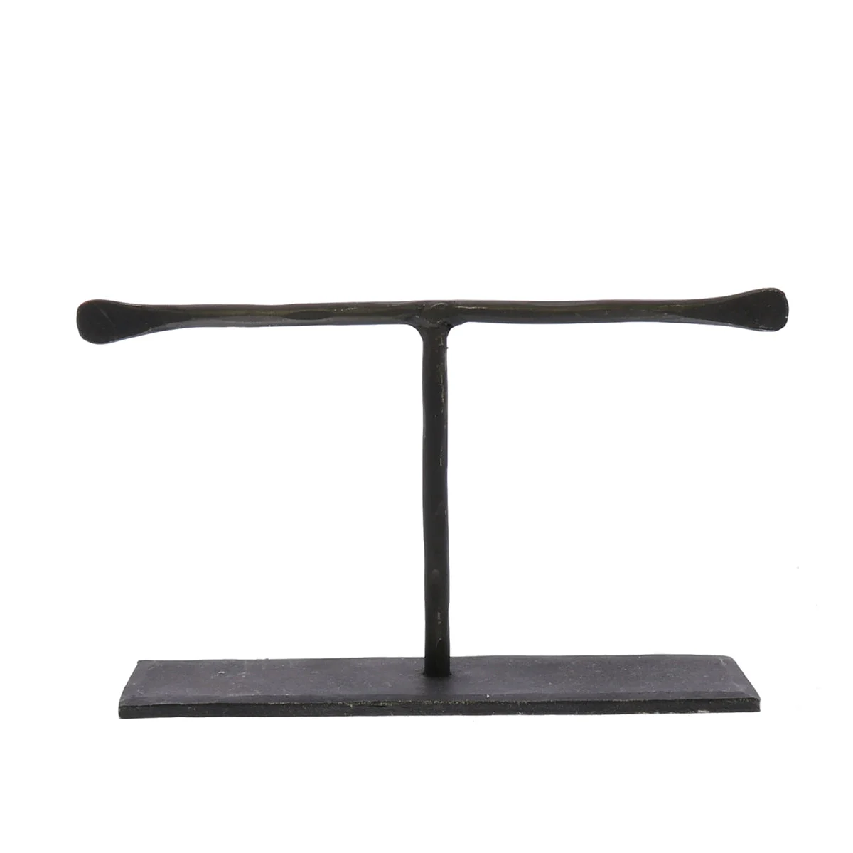 Benzara T Shaped Iron Jewellery Stand with Flat Base and Flattened Ends, Black