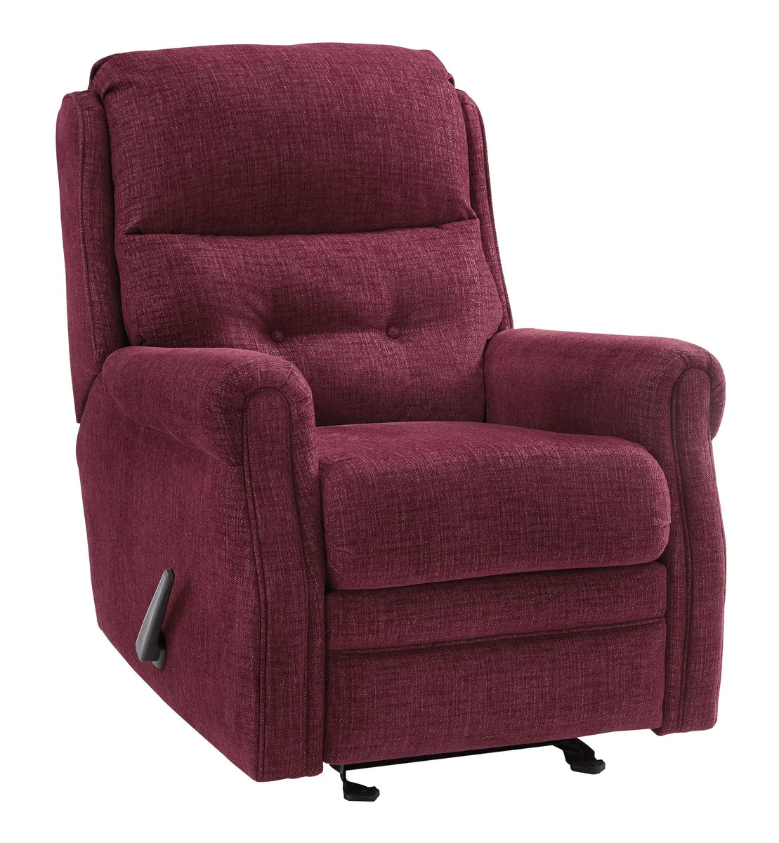 Benzara Button Tufted Wooden Recliner with Gliding Mechanism, Red