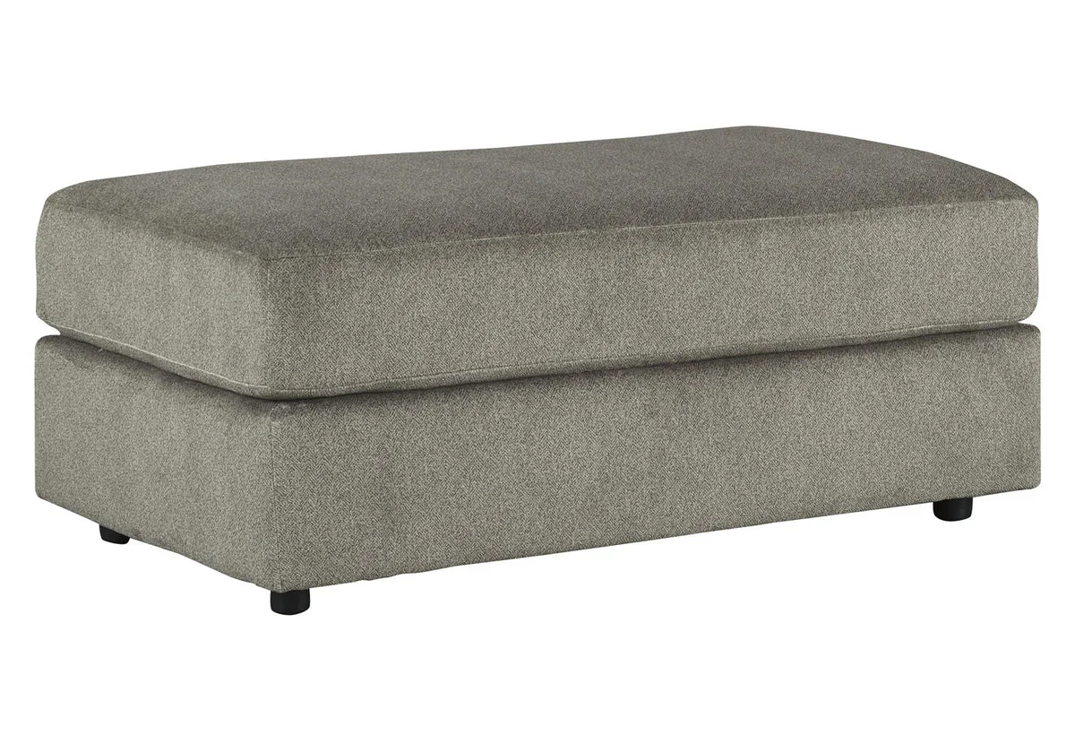Benzara Fabric Upholstered Rectangular Ottoman with Tubular Legs, Gray