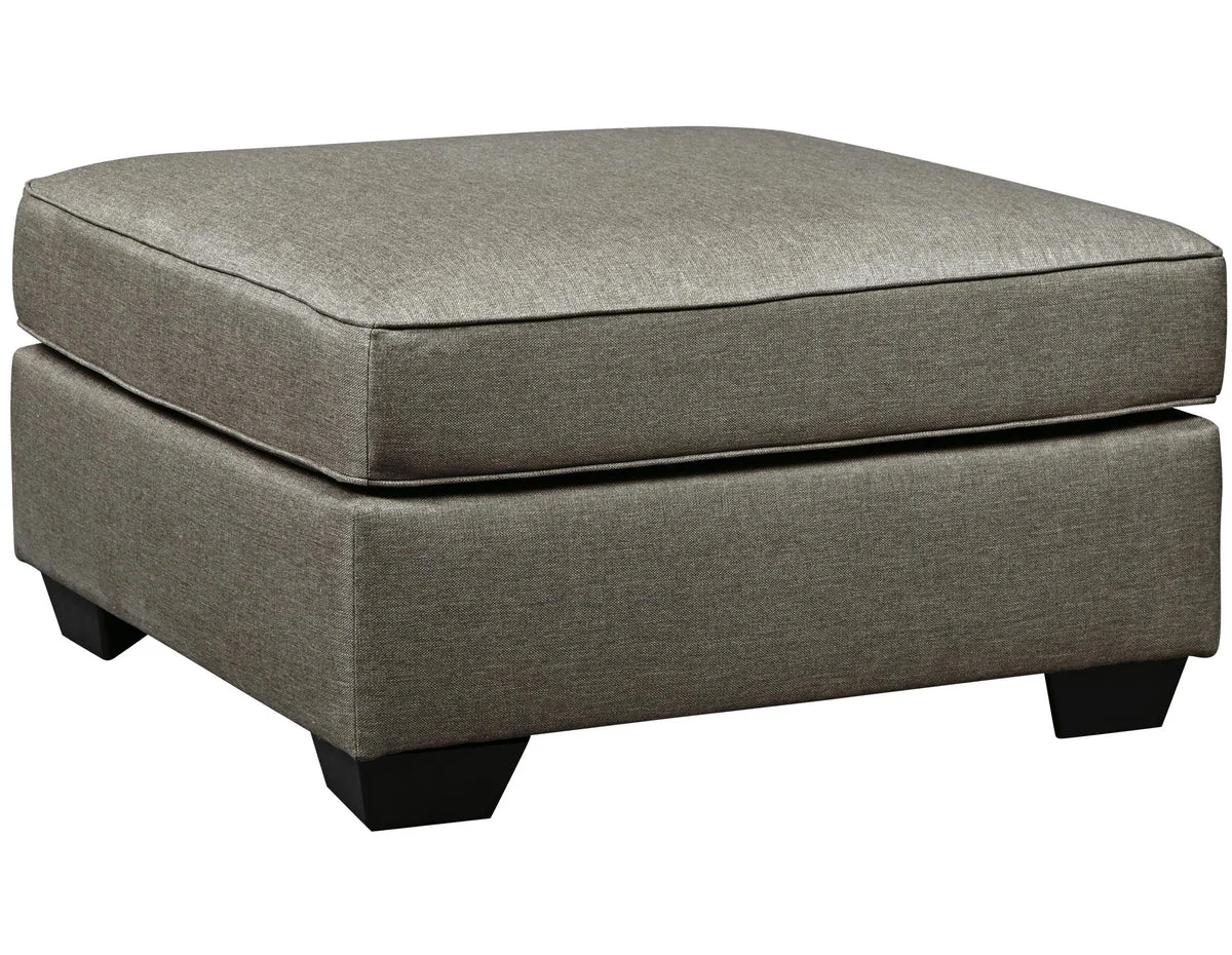 Benzara Fabric Upholstered Square Over Sized Ottoman with Tapered Block Legs, Gray