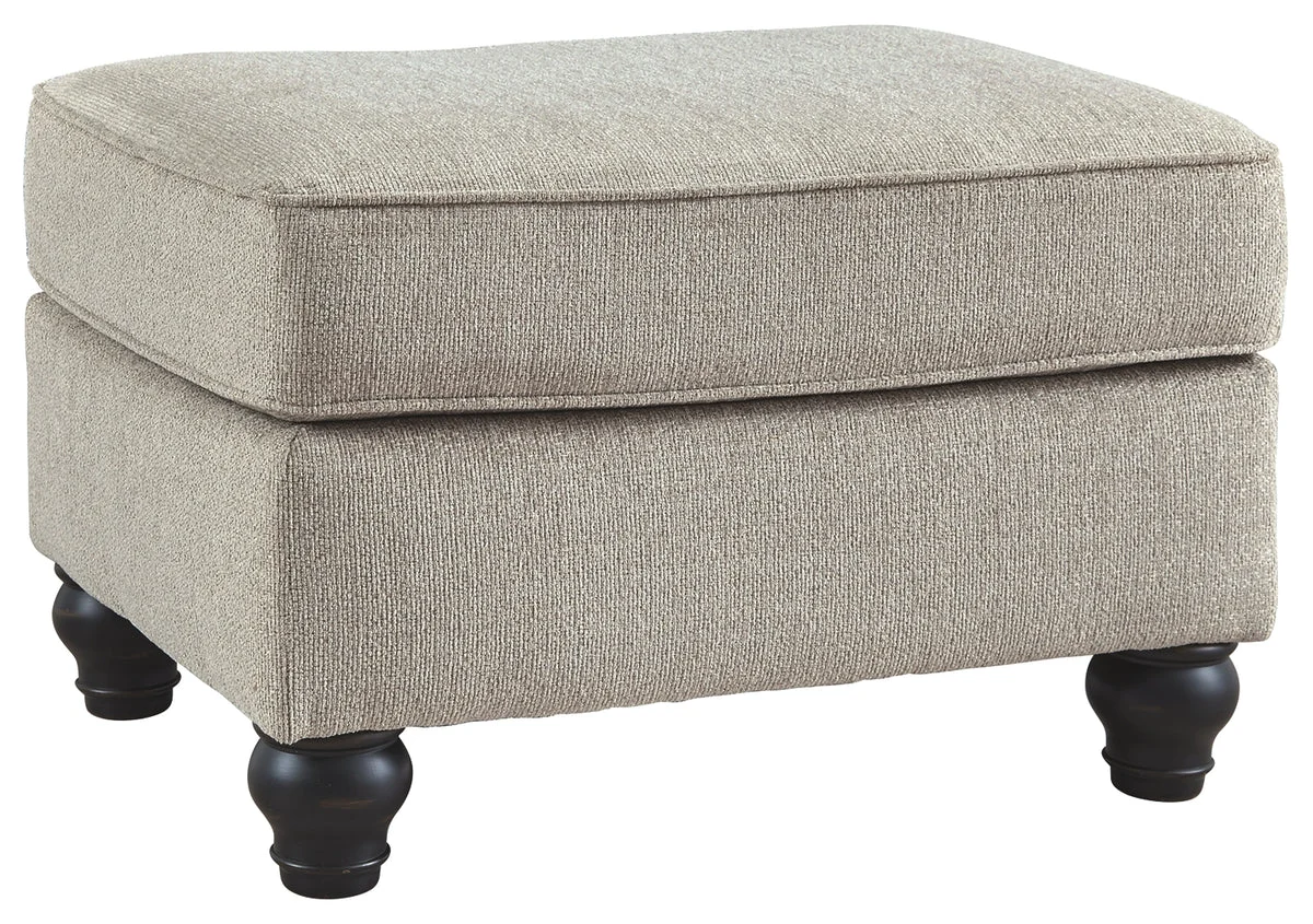 Benzara Rectangular Wooden Ottoman with Textured Fabric Upholstery, Beige