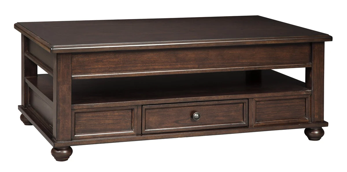 Benzara Wooden Lift Top Cocktail Table with 1 Drawer and Open Compartment, Brown