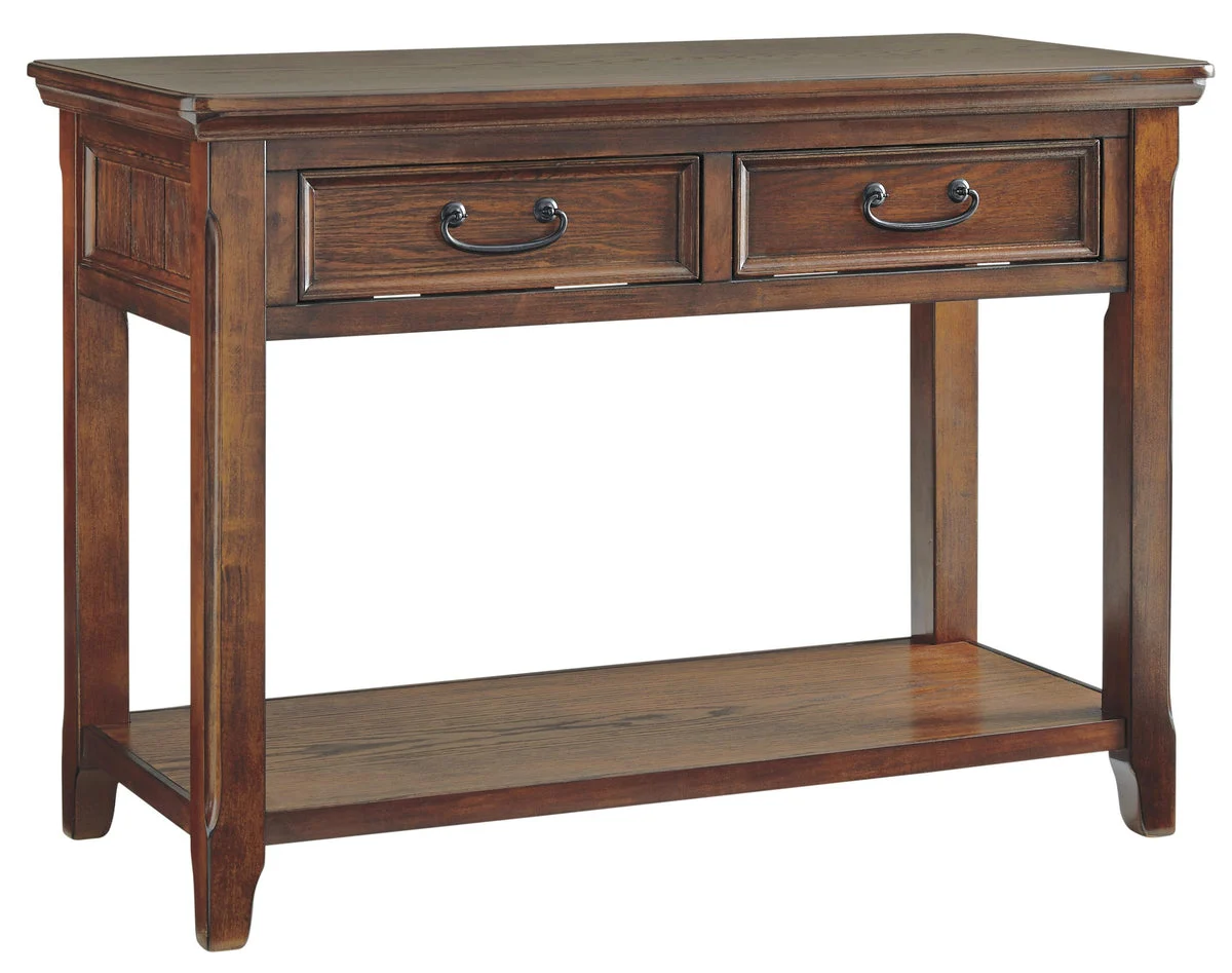 Benzara Wooden Sofa Table with 2 Drawers and 1 Bottom Shelf, Dark Brown
