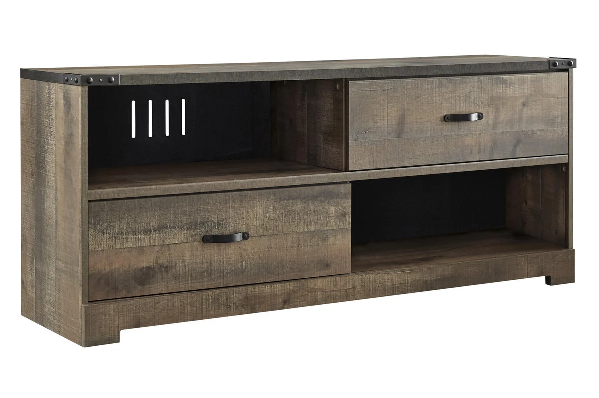Benzara Wooden TV Stand with 4 Compartments and 2 Sliding Doors, Brown