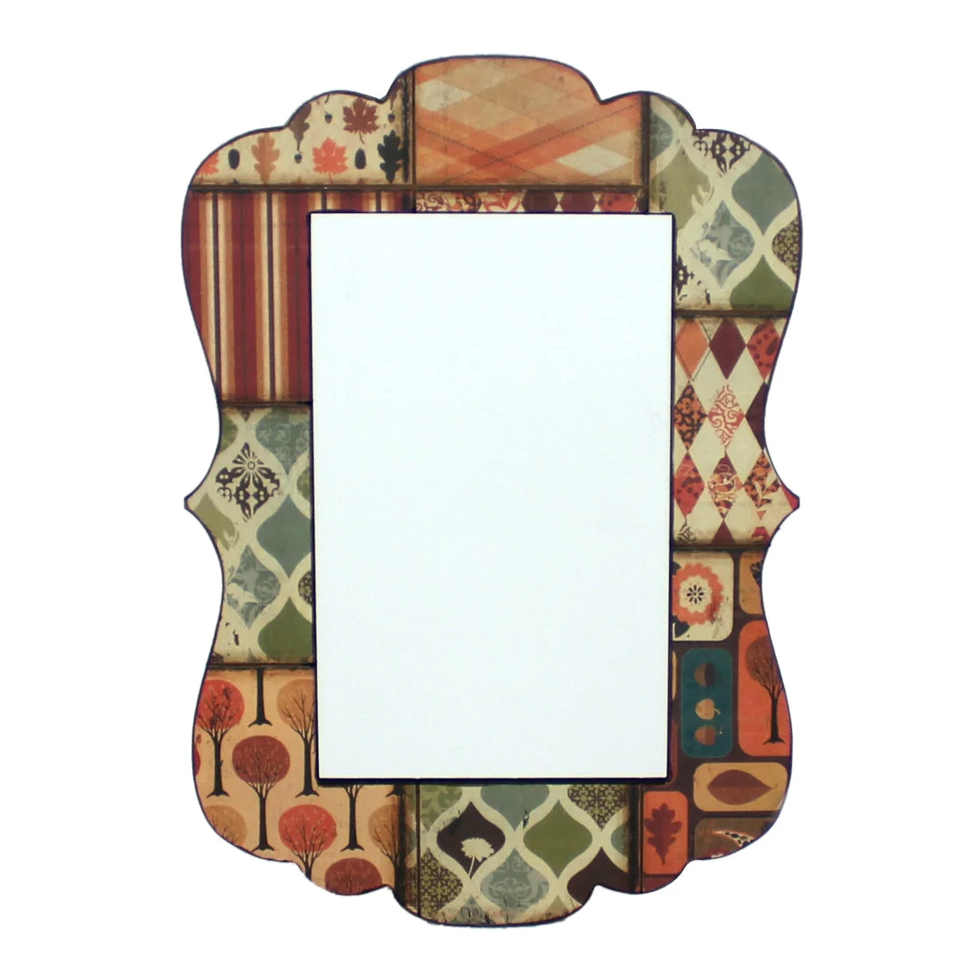 Benzara Contemporary Mirror Wall Decor with Scalloped Design Frame, Multicolor