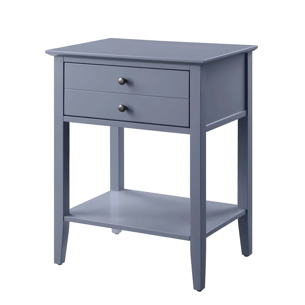 Benzara Rectangular Wooden Side Table with 1 Drawer and 1 Bottom Shelf, Gray