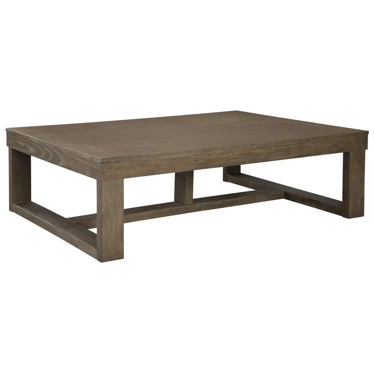 Benzara Grained Wooden Frame Cocktail Table with Trestle Base, Light Brown