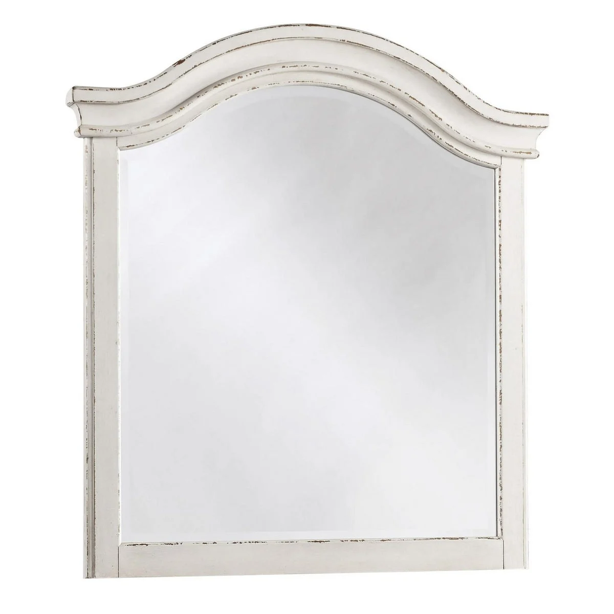 Benzara Traditional Style Wooden Framed Mirror with Textured Finish, White