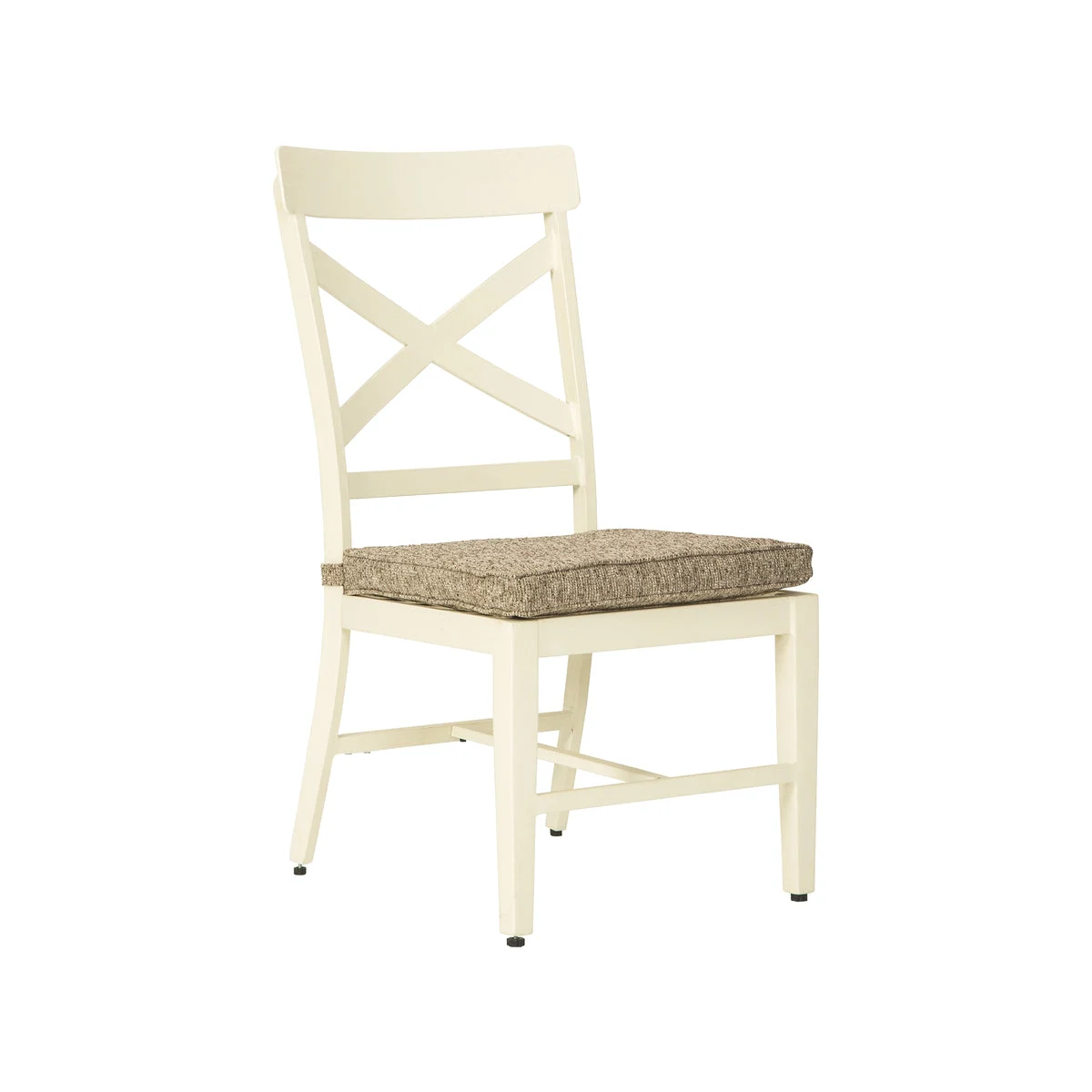 Benzara Padded Aluminum Frame Chair with X Backrest, Set of 2, White and Brown
