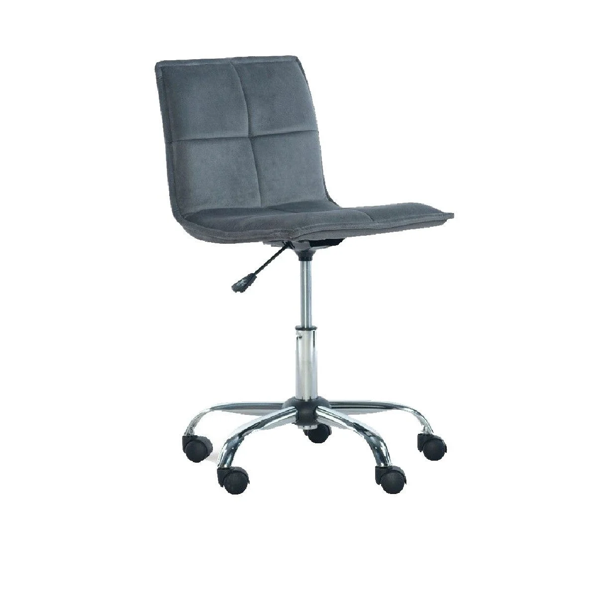 Benzara Tufted Fabric Upholstered Metal Frame Office Chair with Casters, Gray