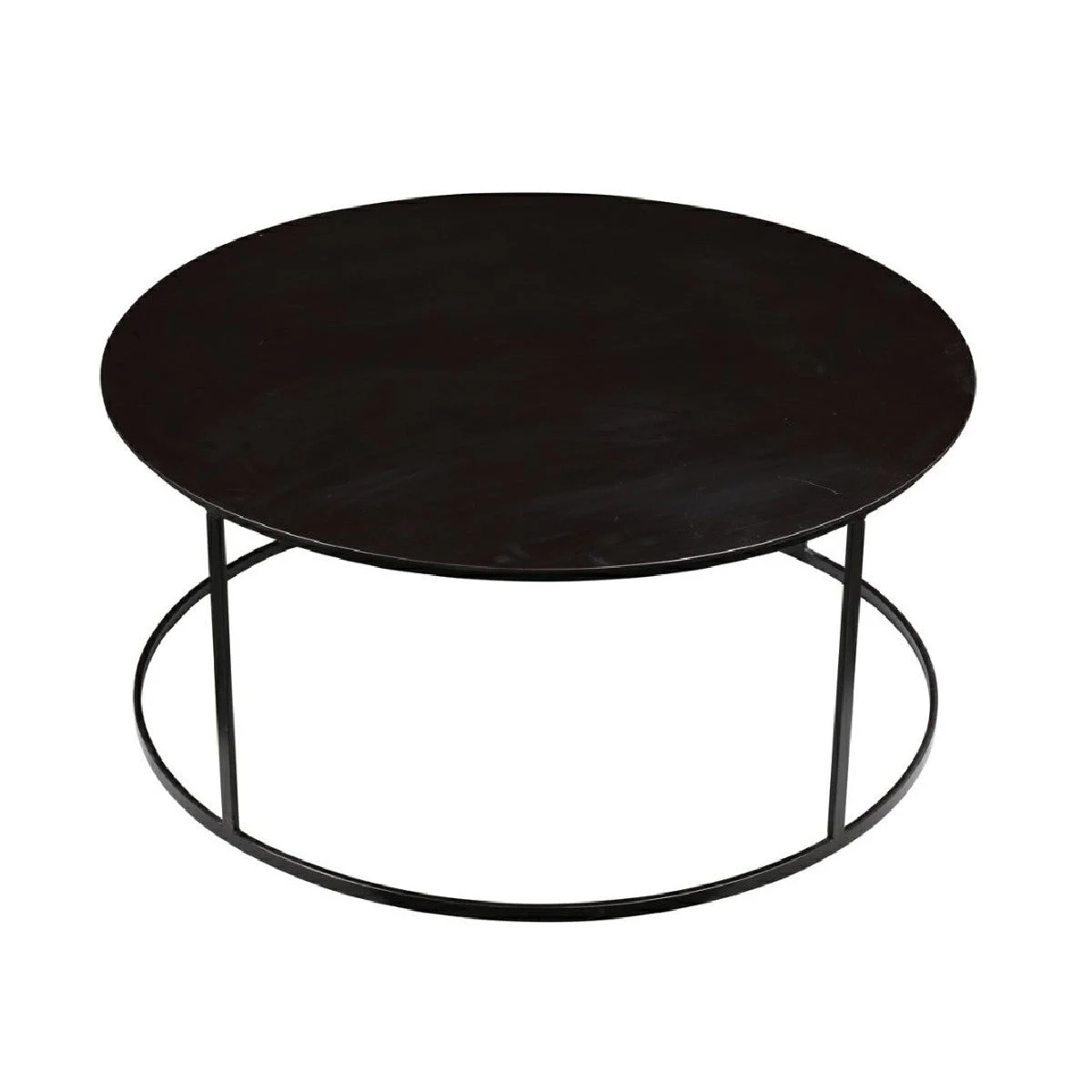 Benzara BM214008 Round Metal Frame Side Table with Tubular Legs, Dark Brown
