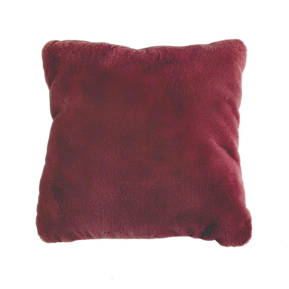 Benzara 20 X 20 Inch Fabric Upholstered Accent Pillow with Fur Like Texture, Red
