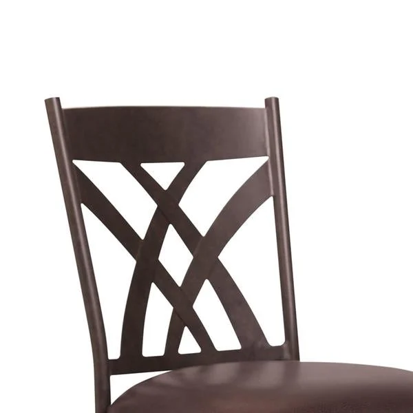 Benzara Bar Height Metal Swivel Bar Stool with Leatherette Seat, Brown