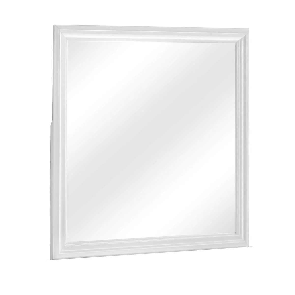 Benzara Square Molded Wooden Frame Dresser Mirror, White and Silver