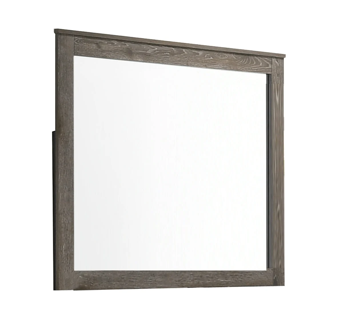 Benzara Rectangular Grained Wooden Frame Dresser Mirror, Brown and Silver