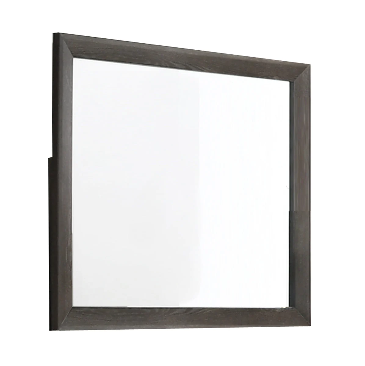 Benzara Transitional Style Rectangular Wooden Frame Dresser Mirror, Brown and Silver