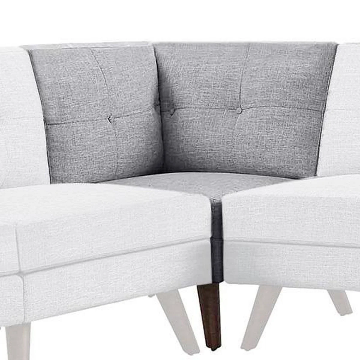 Benzara BM215972 Fabric Upholstered Corner Chair with Tufted Back and Splayed Legs, Gray