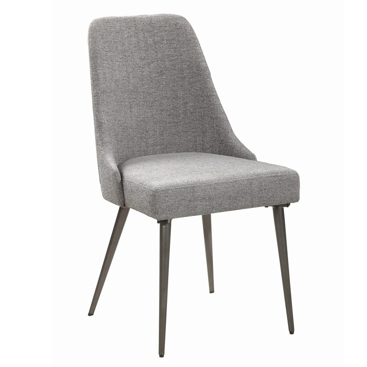 Benzara BM215998 Textured Fabric Upholstered Metal Frame Dining Chair, Set of 2, Gray