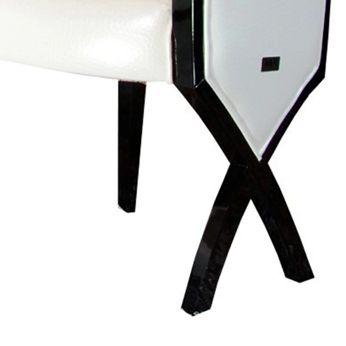 Benzara Leatherette Dining Chair with X Shaped Rear Legs, Set of 2,White and Black
