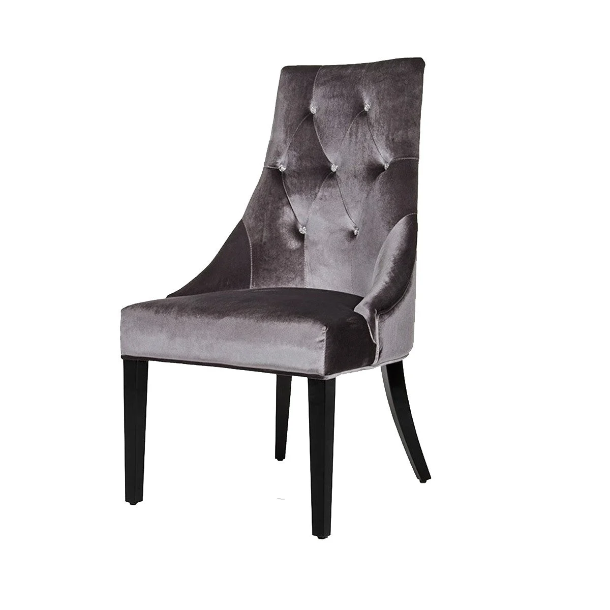 Benzara Fabric Sloped Back Dining Chair with Diamond Tufting, Set of 2, Gray