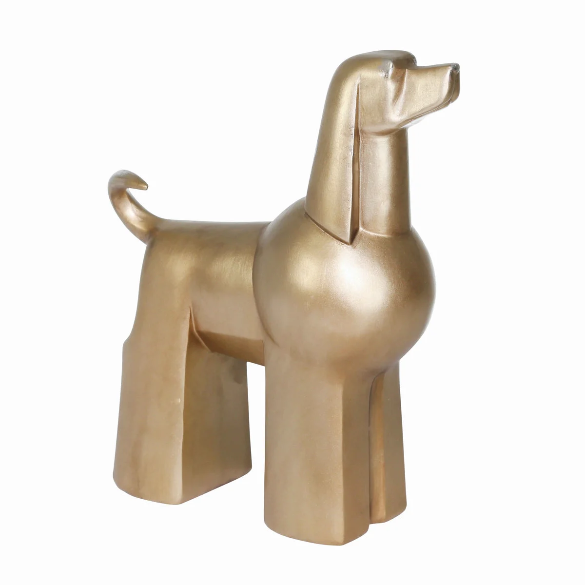 Benzara BM217157 12 Inches Polyresin Frame Standing Poodle Dog Sculpture, Gold