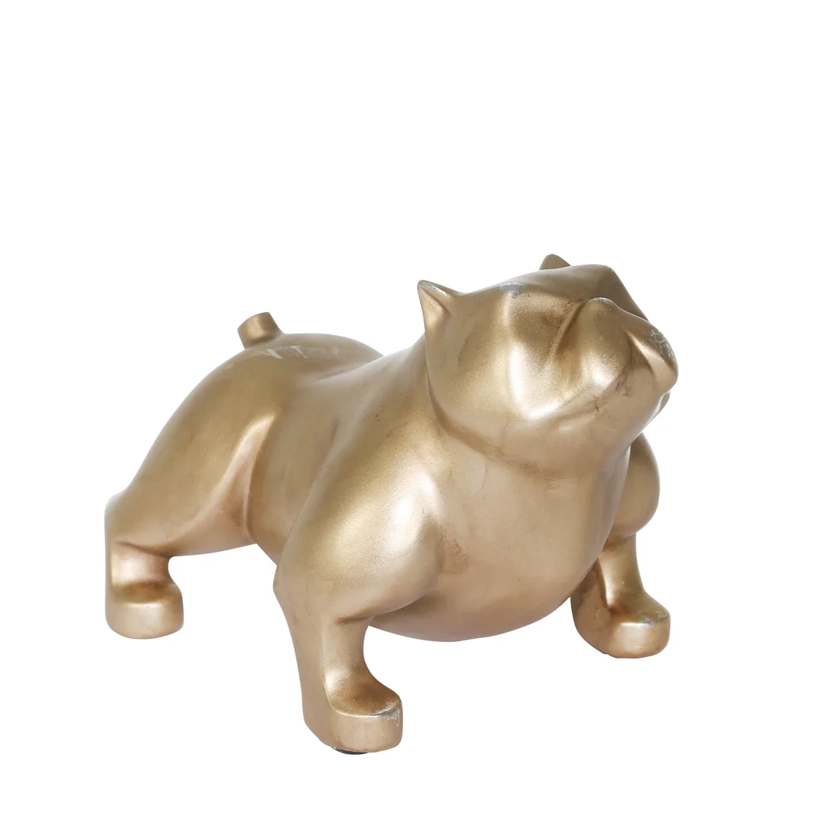 Benzara BM217158 10 Inches Polyresin Frame Standing Bulldog Sculpture, Gold