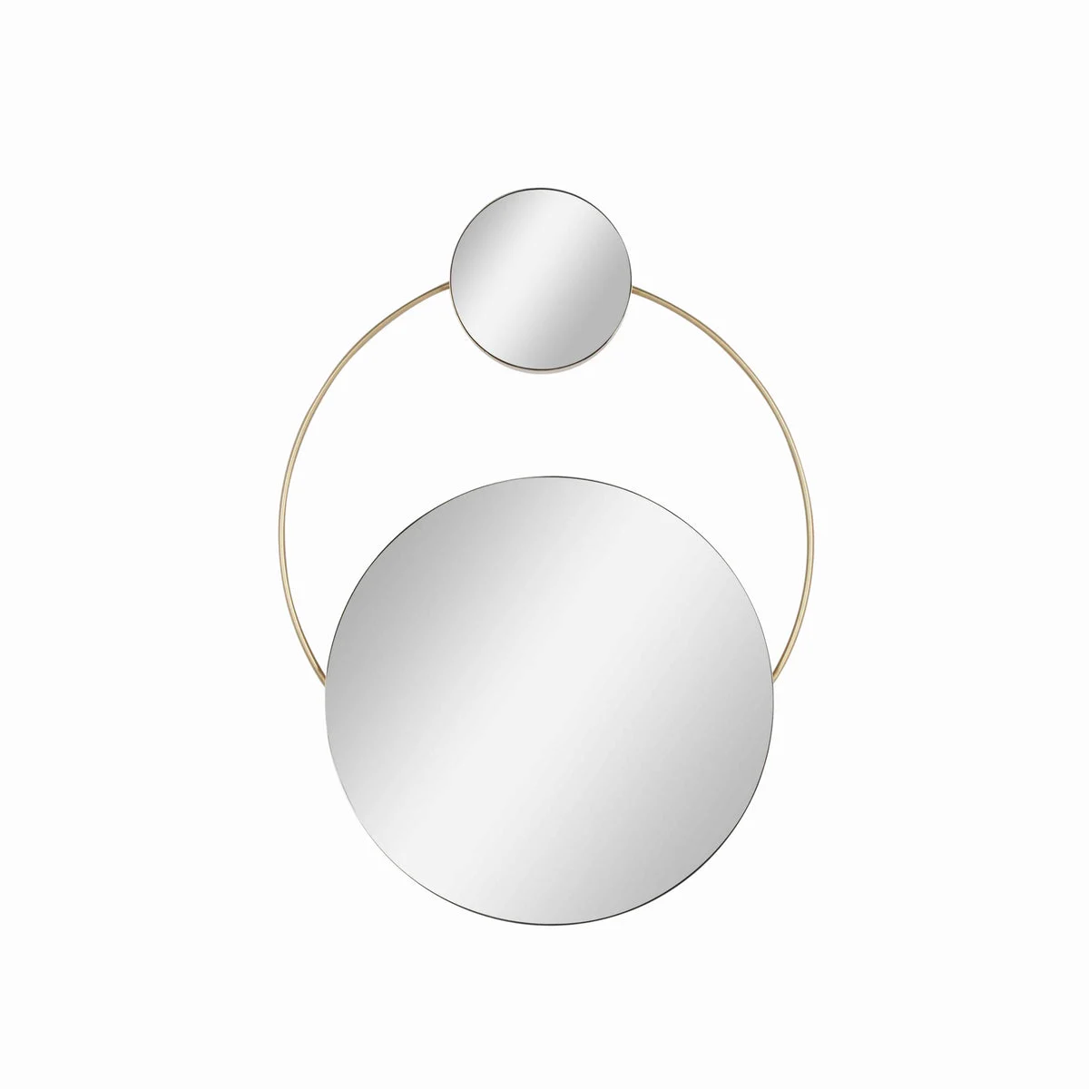 Benzara BM217164 Round Dual Wall Mirror Conjoined with Metal, Small, Gold and Silver