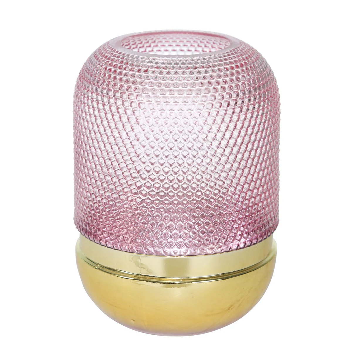 Benzara BM217169 Glass Frame Textured Dots Sculpture with Metal Base, Large, Pink and Gold