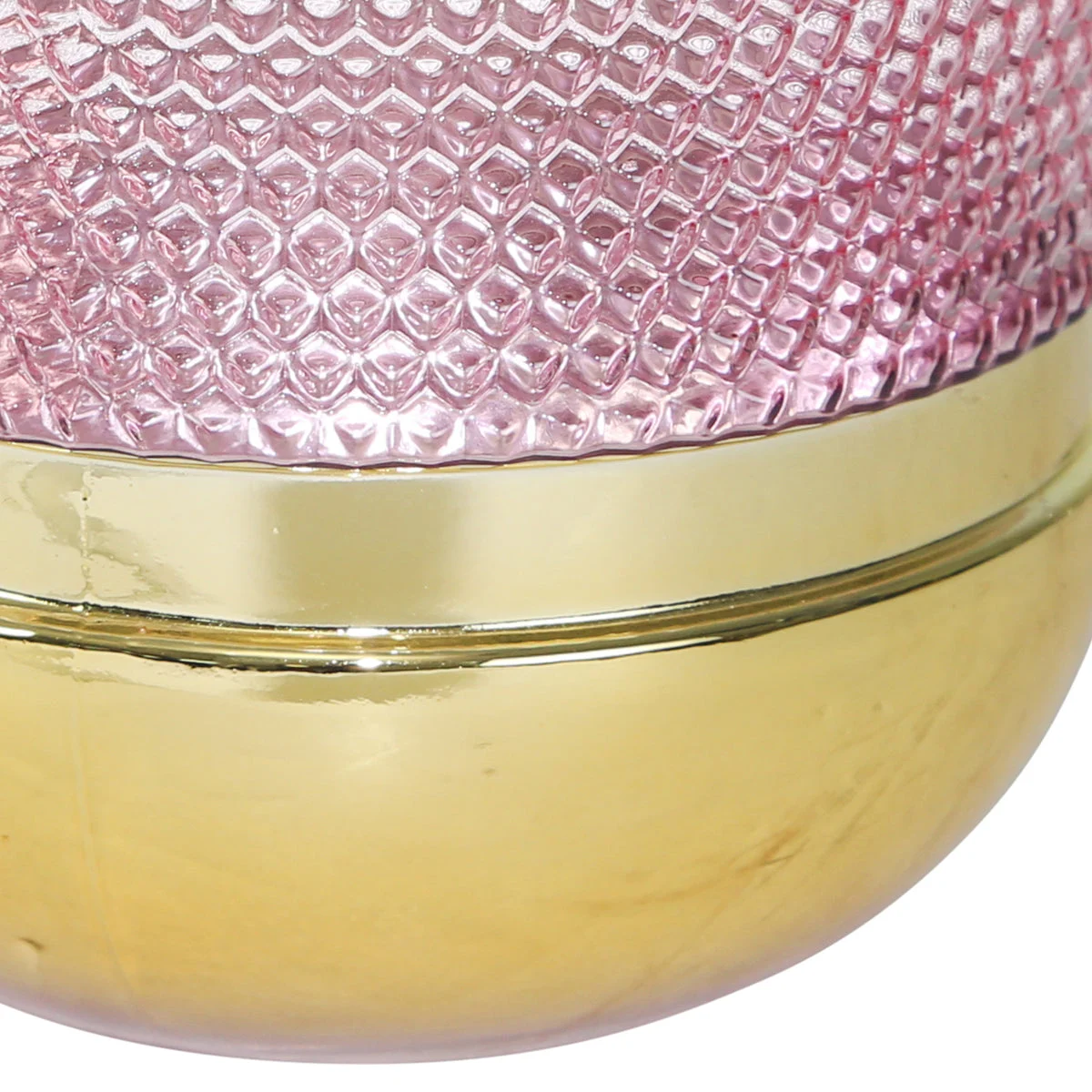 Benzara BM217170 Glass Frame Textured Dots Sculpture with Metal Base, Small, Pink and Gold
