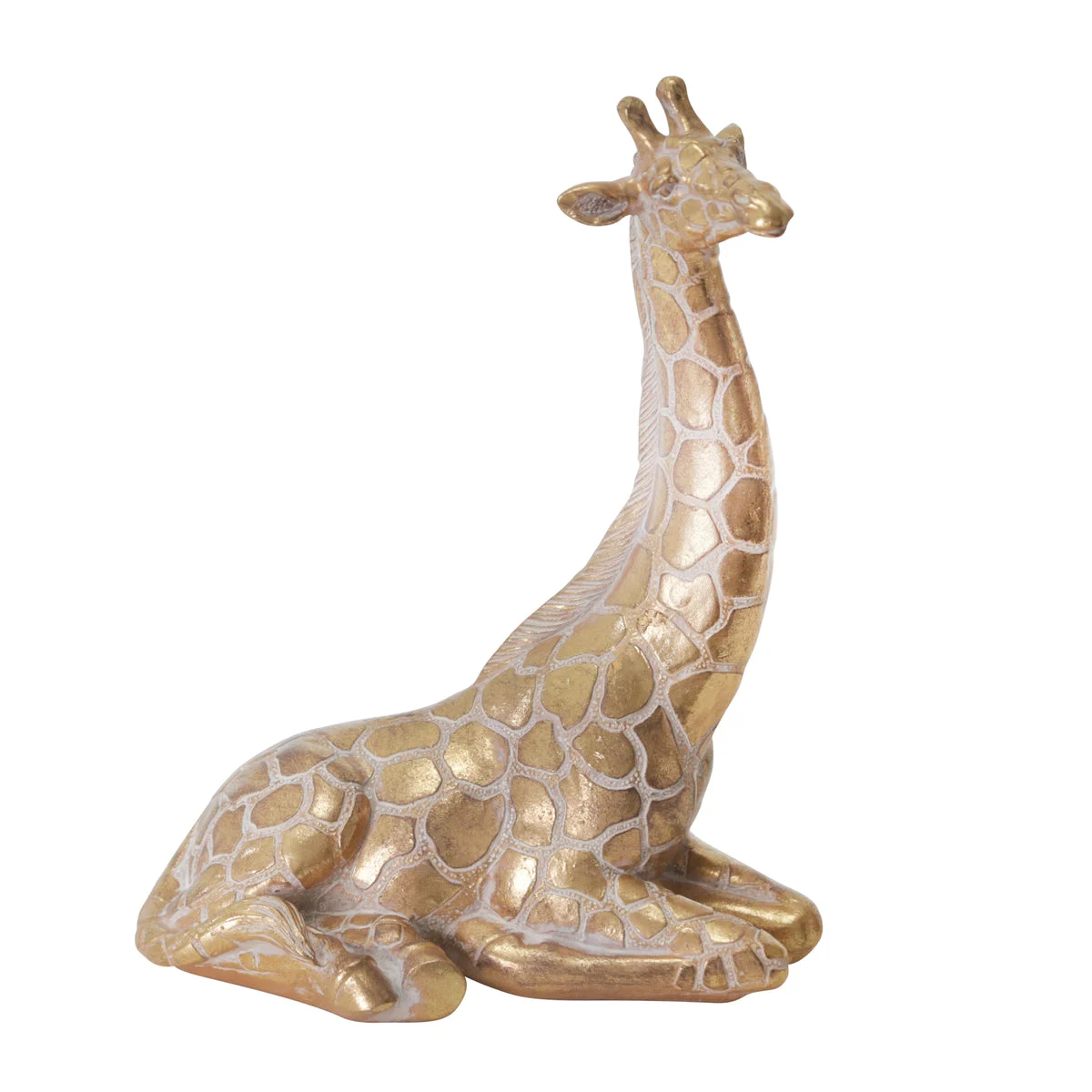Benzara BM217173 Polyresin Sitting Giraffe with Distressed Details, Gold