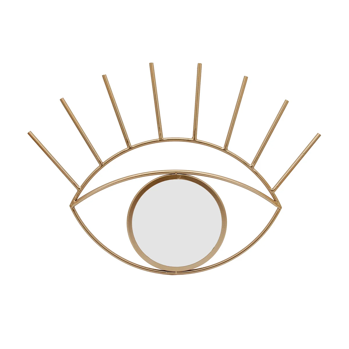 Benzara BM217182 Contemporary Eye Design Metal Wall Decor with Round Mirror,Gold and Silver