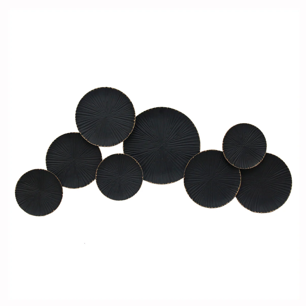 Benzara BM217201 Metal 21 Inch Plate Design Wall Decor with Textured Details, Black