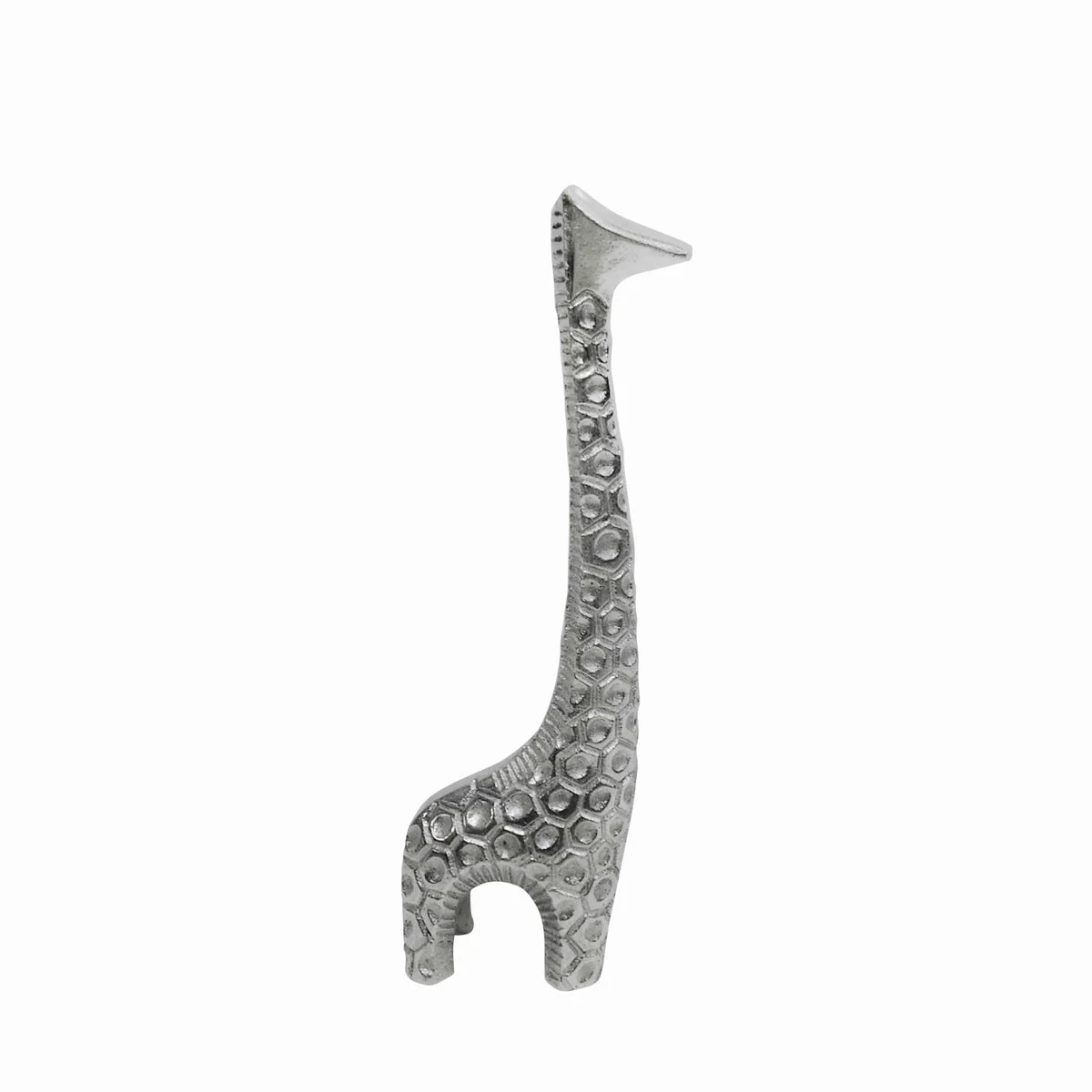 Benzara BM217227 Contemporary Style Aluminum Decorative Giraffe Sculpture, Silver