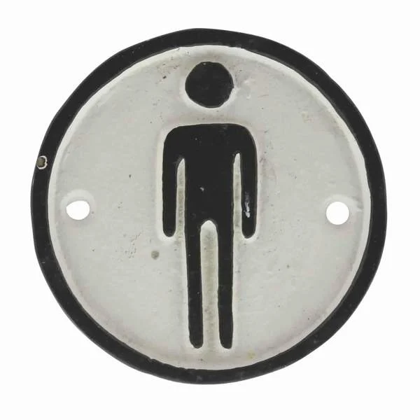 Benzara BM217841 Metal Men Restroom Wall Sign, Black and White