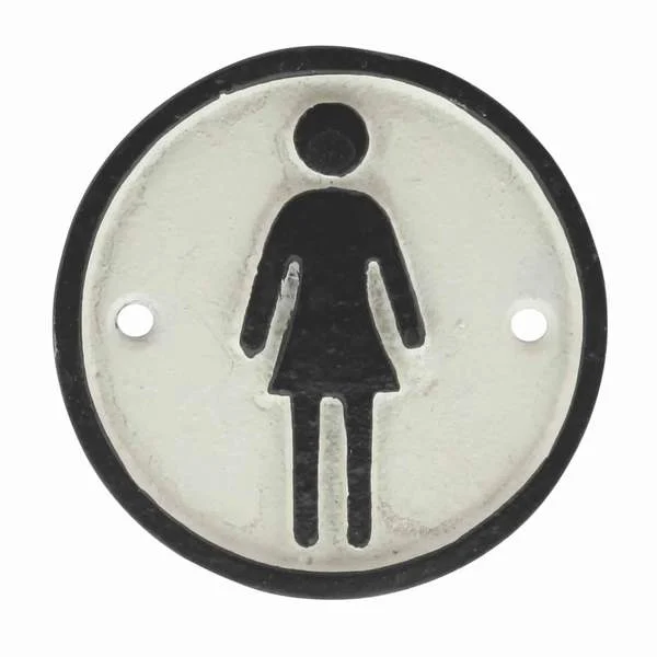 Benzara BM217842 Metal Women Restroom Wall Sign, Black and White