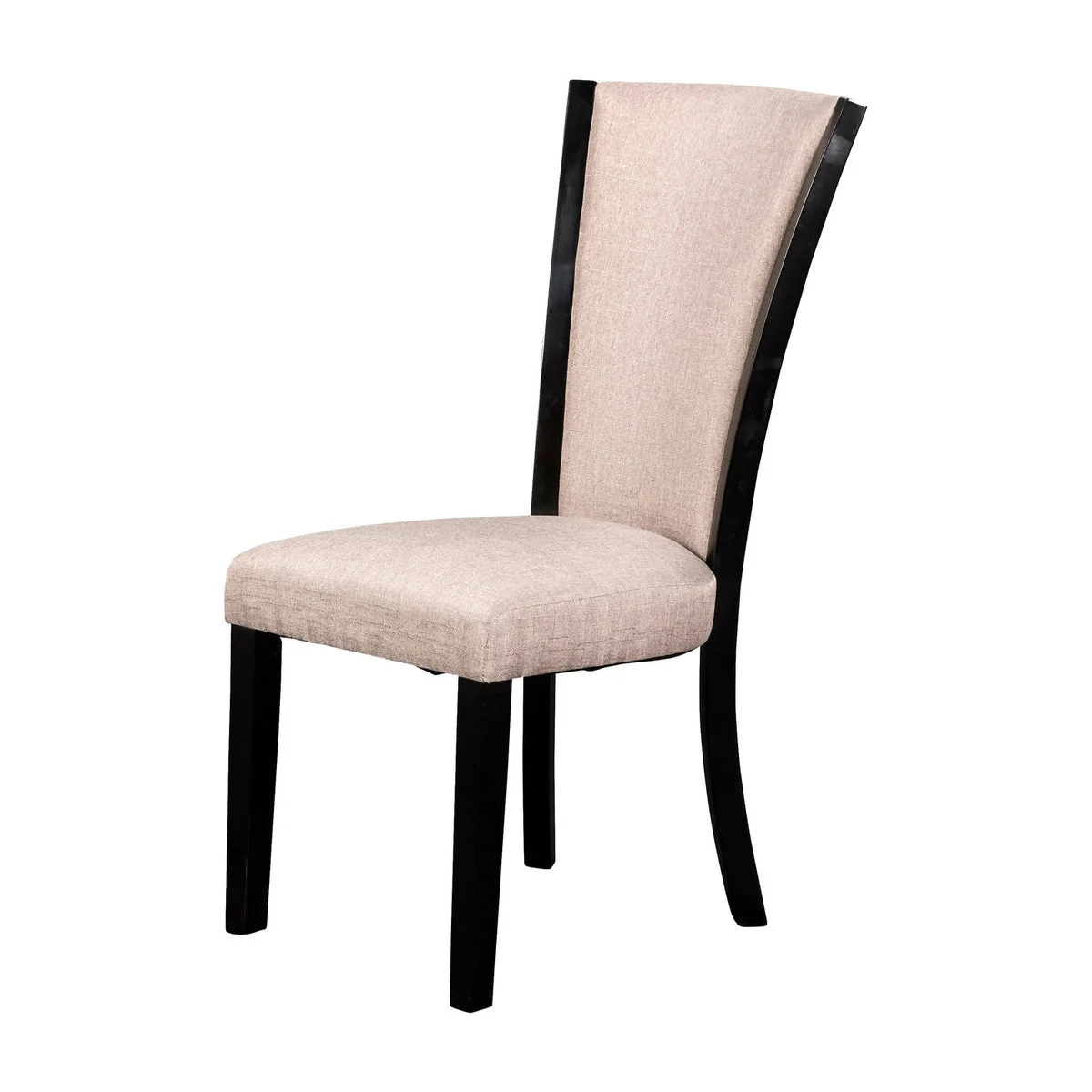 Benzara BM217982 Wooden Dining Chair with Fabric Seat and Backrest, Set of 2,Black and Beige