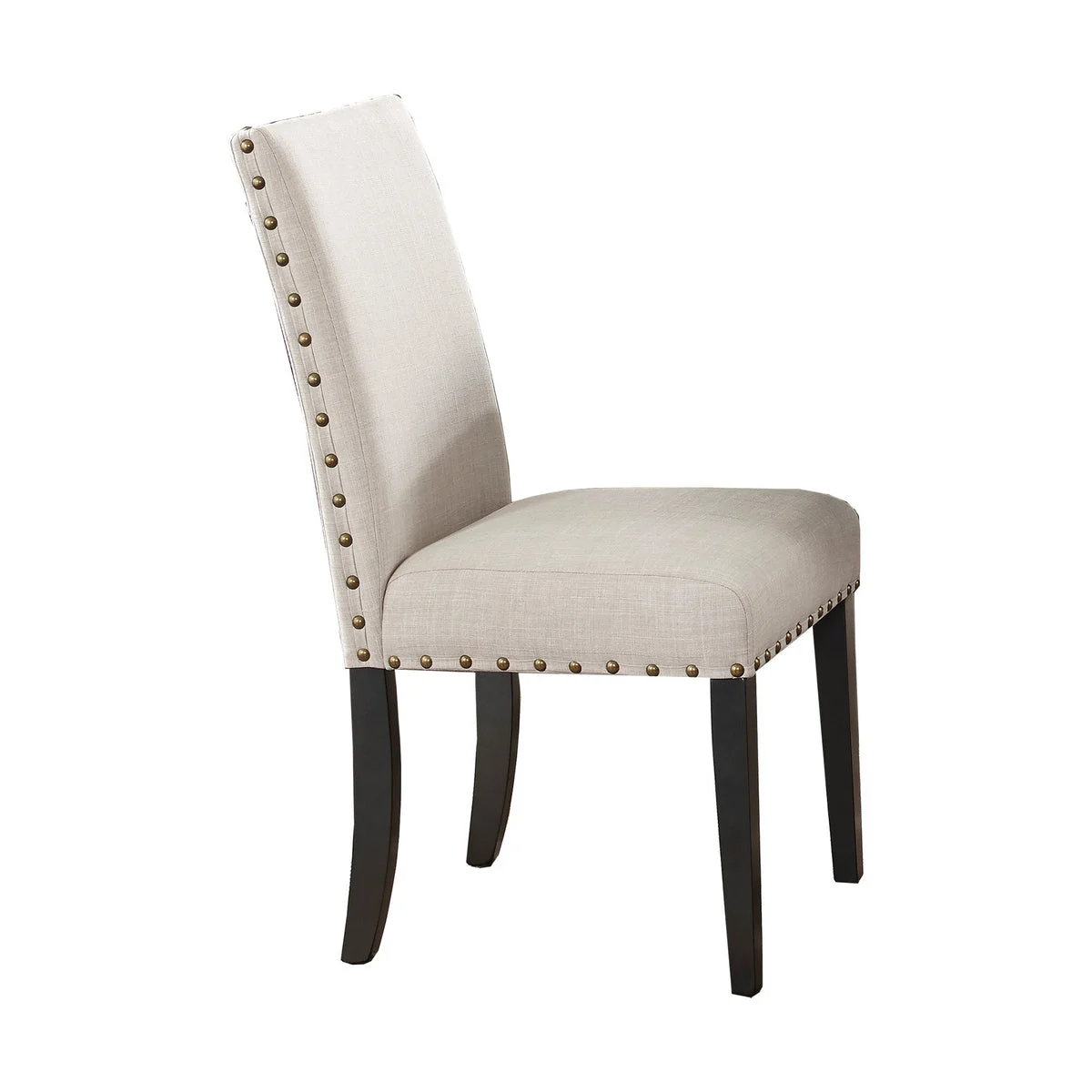 Benzara Flared Back Dining Chair with Padded Seat and Nailhead Trim,Set of 2,Beige