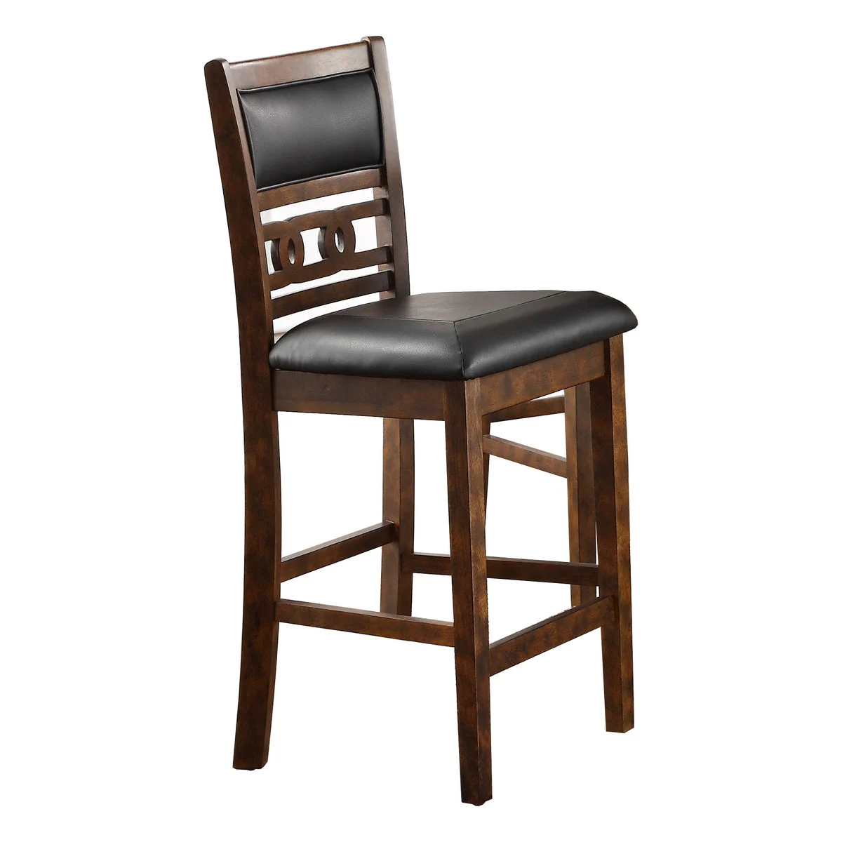 Benzara Leatherette Dining Chair with Curved Lattice Back,Set of 2,Black and Brown