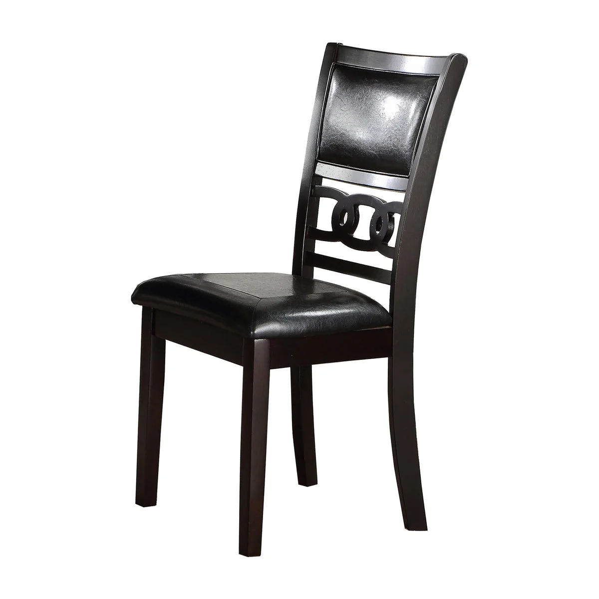 Benzara Leatherette Dining Chair with Curved Lattice Back, Set of 2, Black