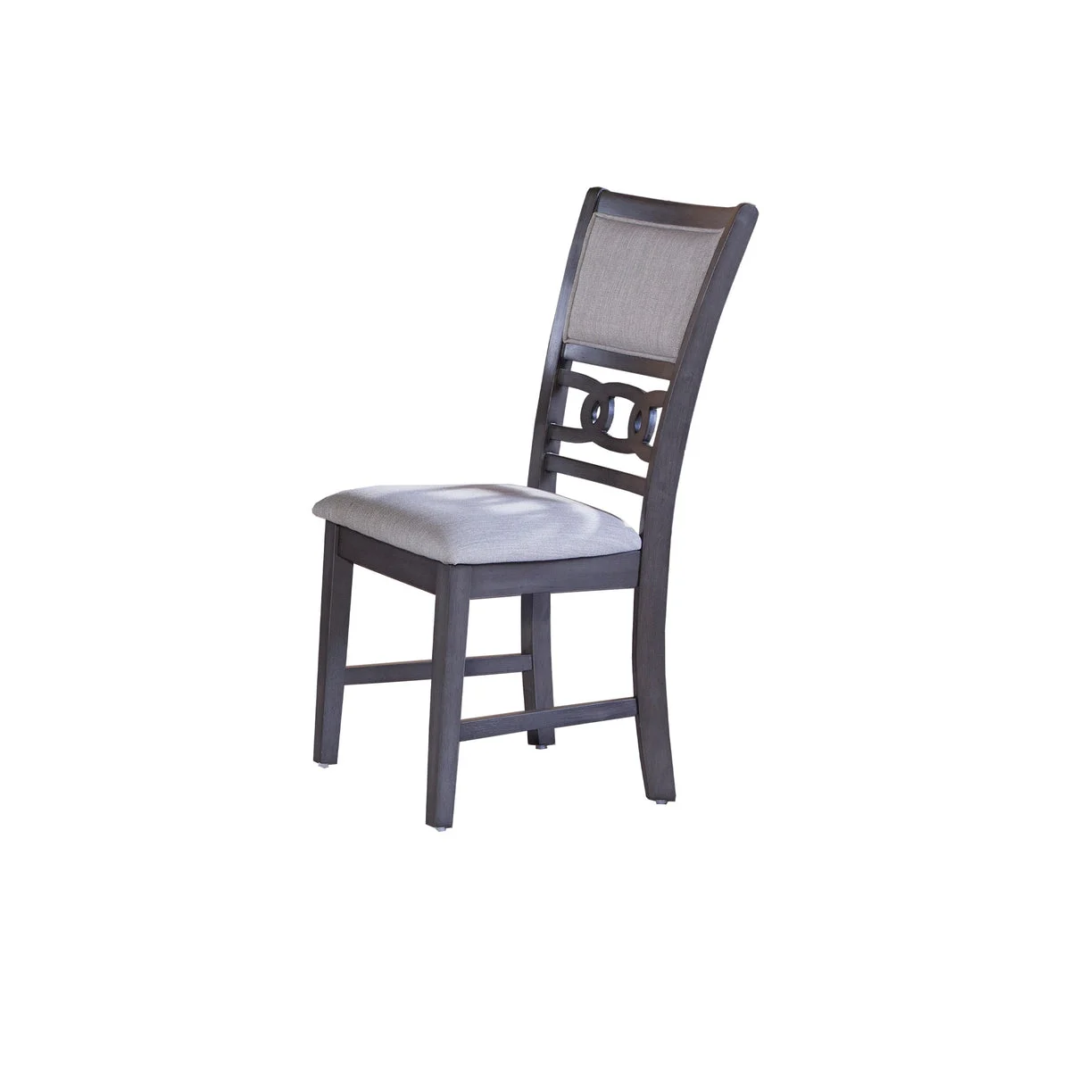 Benzara Fabric Dining Chair with Curved Lattice Back, Set of 2, Antique Gray
